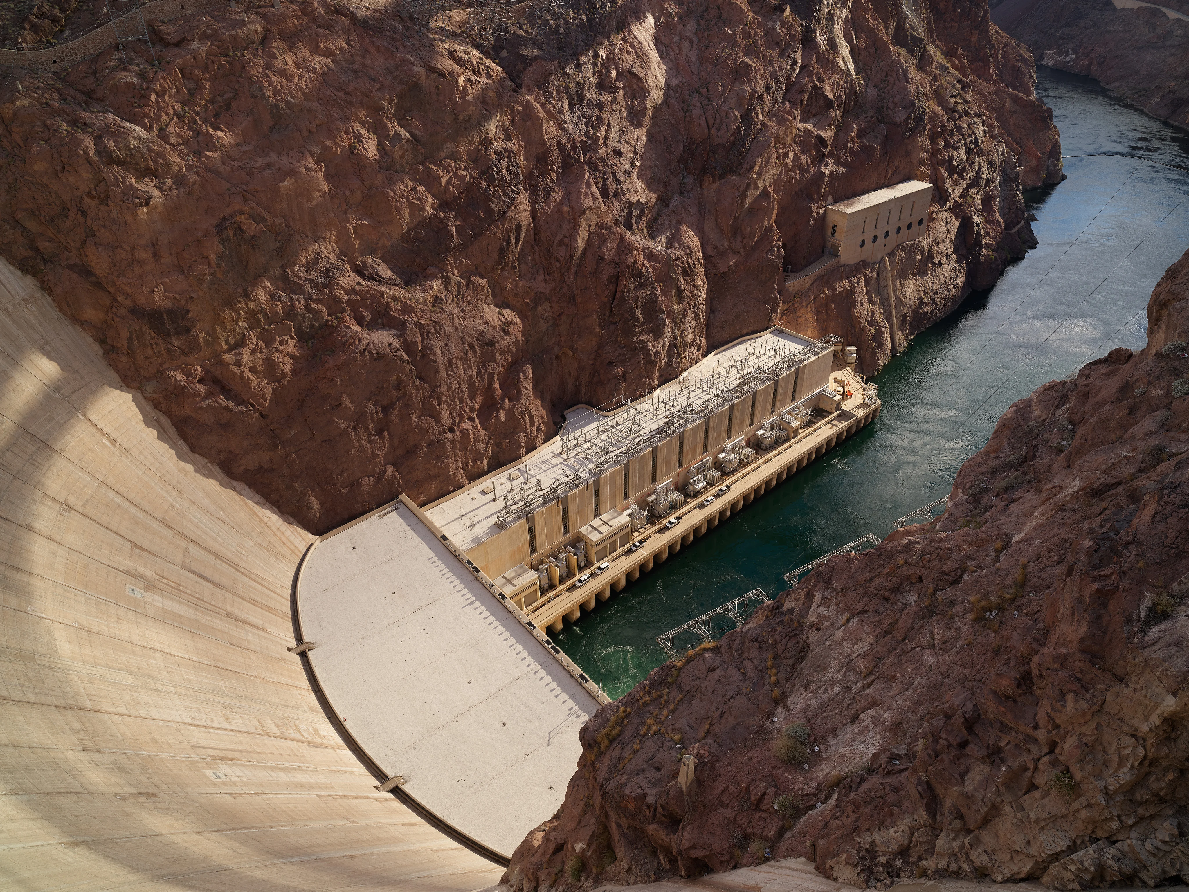 View down at the Colorado from Hoover Dam